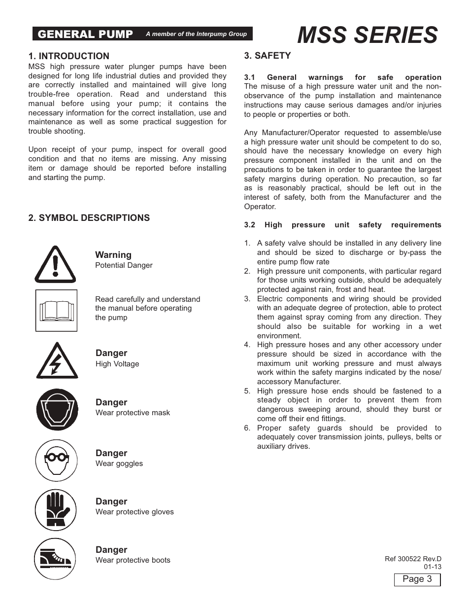 Mss series, General pump | General Pump MSS Owner Manual User Manual | Page 3 / 21