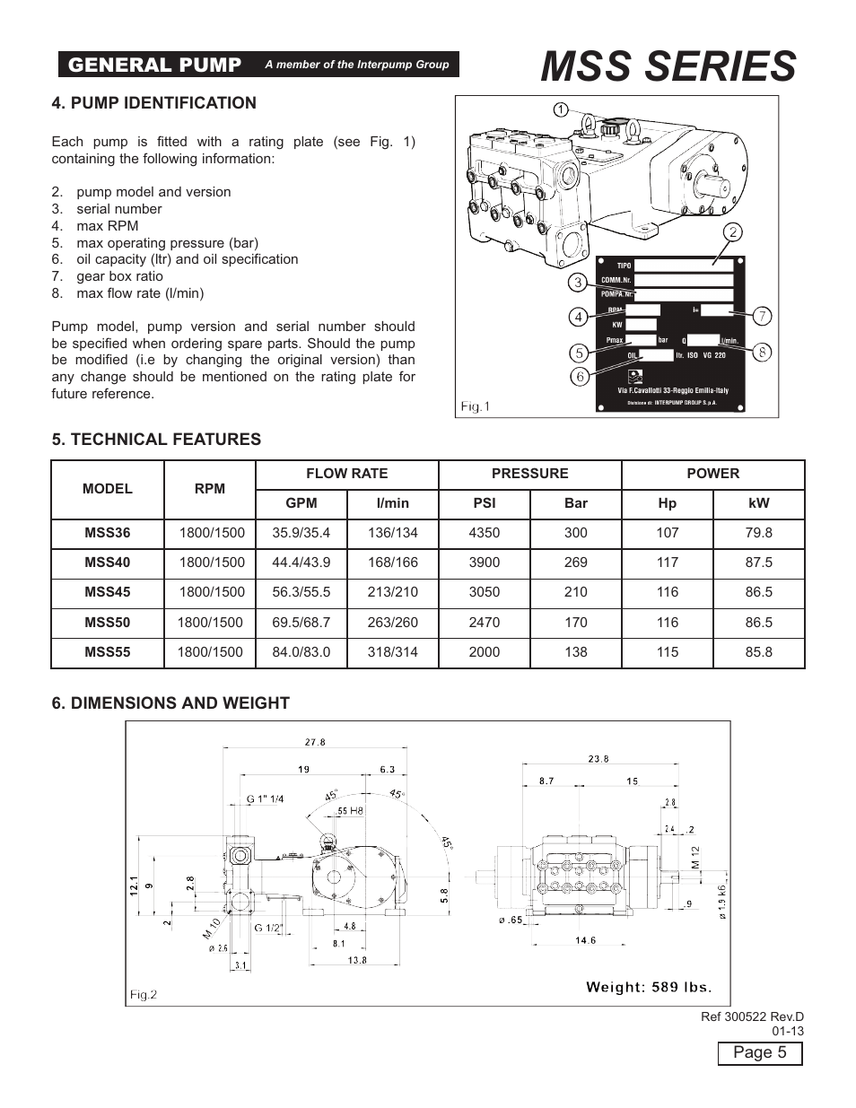 Mss series, General pump | General Pump MSS Owner Manual User Manual | Page 5 / 21