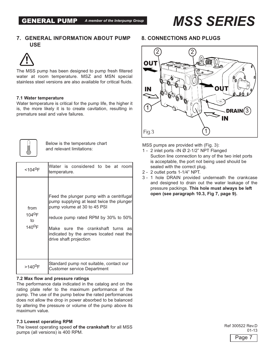 Mss series, General pump | General Pump MSS Owner Manual User Manual | Page 7 / 21