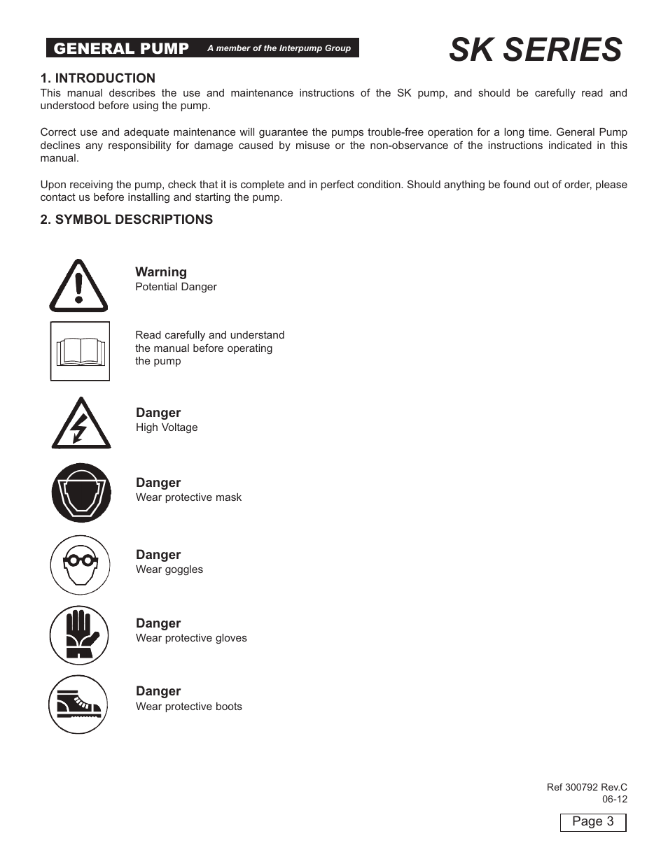 Sk series, General pump | General Pump SK Owner Manual User Manual | Page 3 / 22