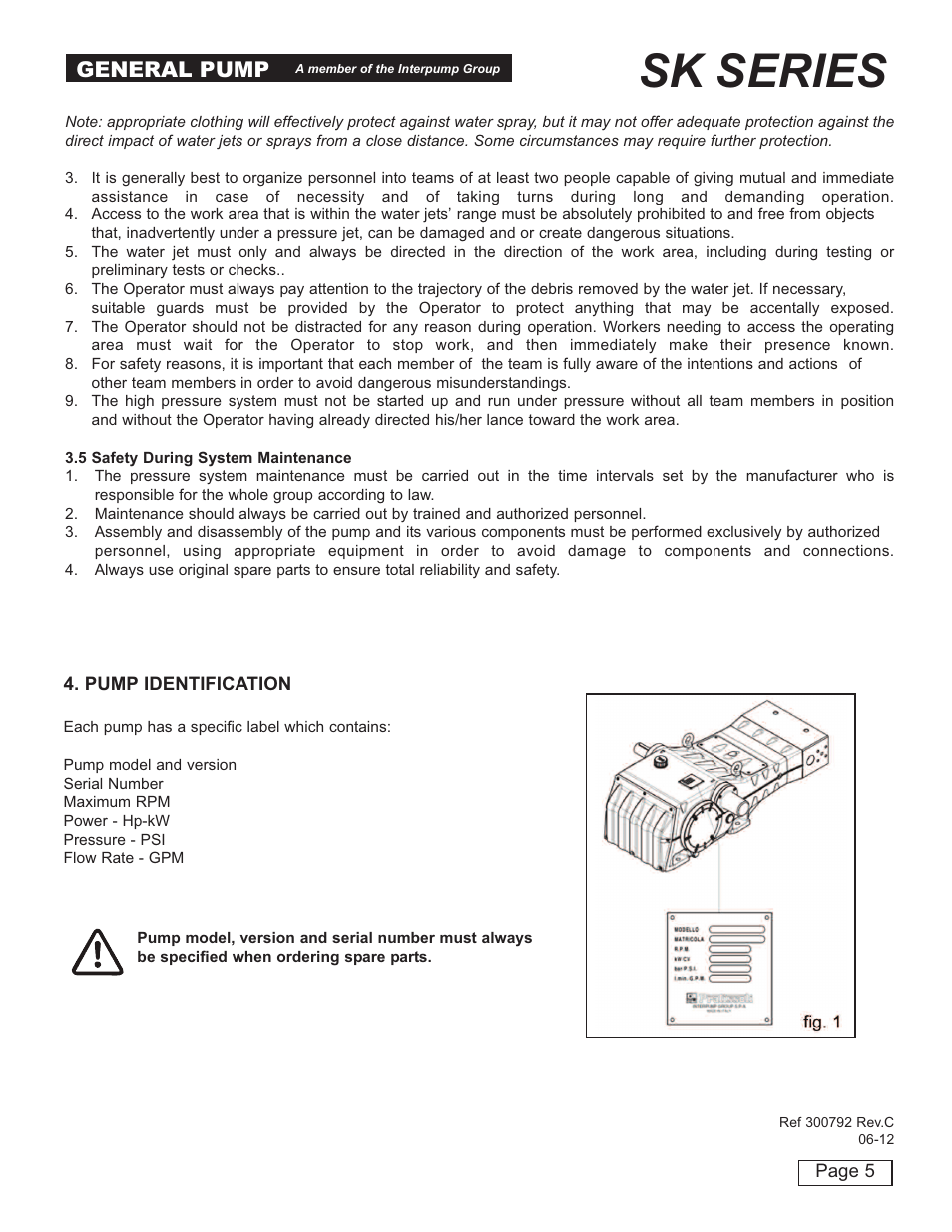 Sk series, General pump | General Pump SK Owner Manual User Manual | Page 5 / 22