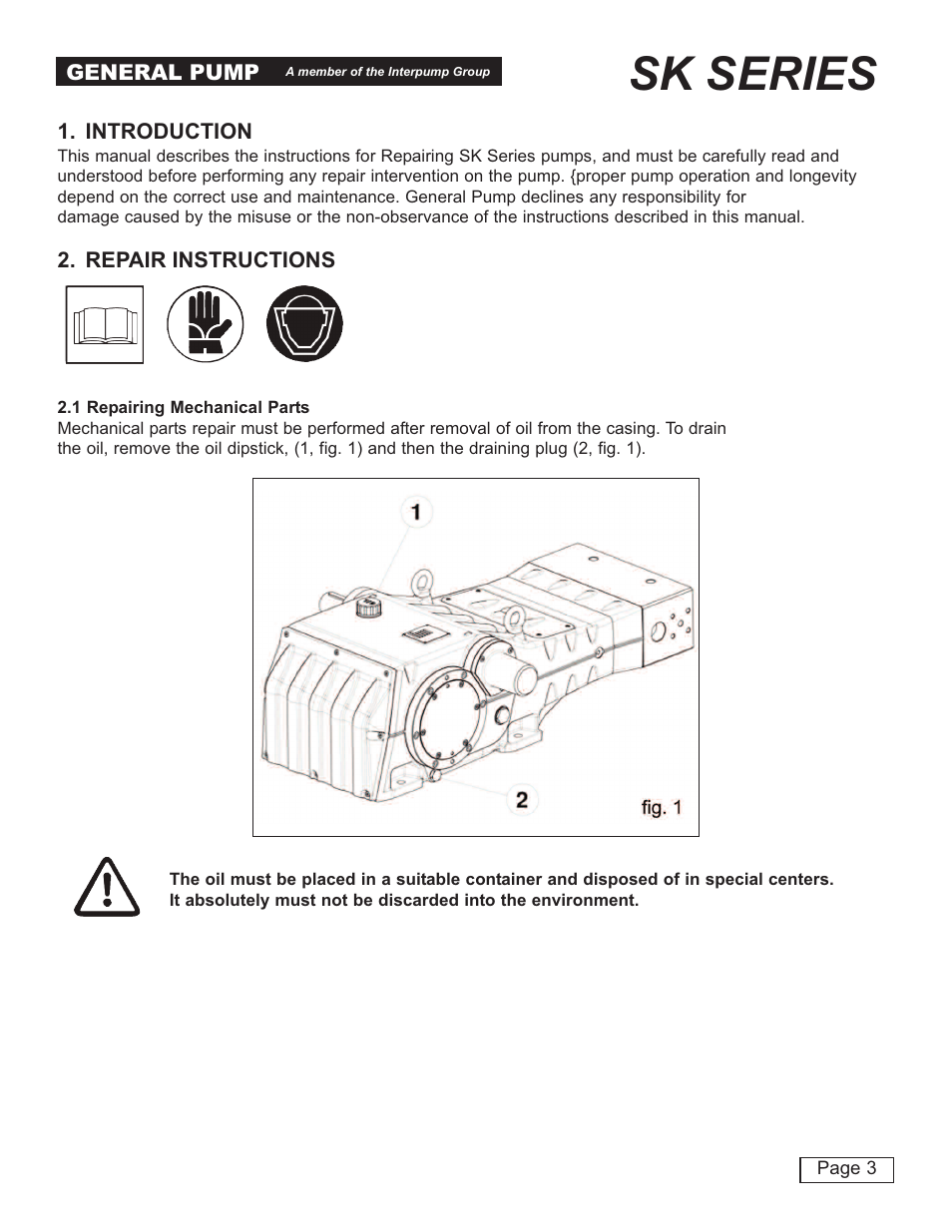 Sk series | General Pump SK Repair Manual User Manual | Page 3 / 44