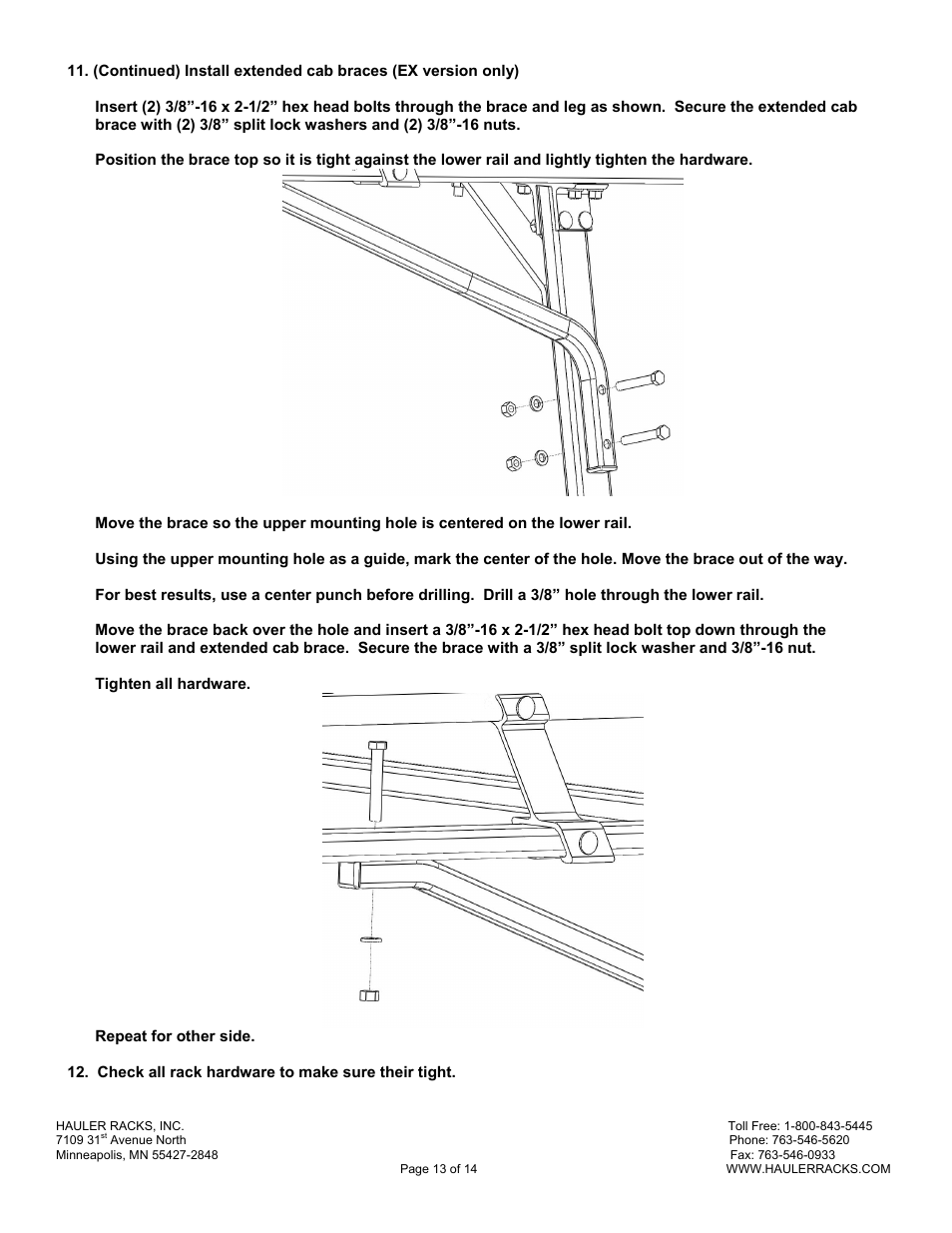Hauler Racks C-12 SERIES RACKS User Manual | Page 13 / 14