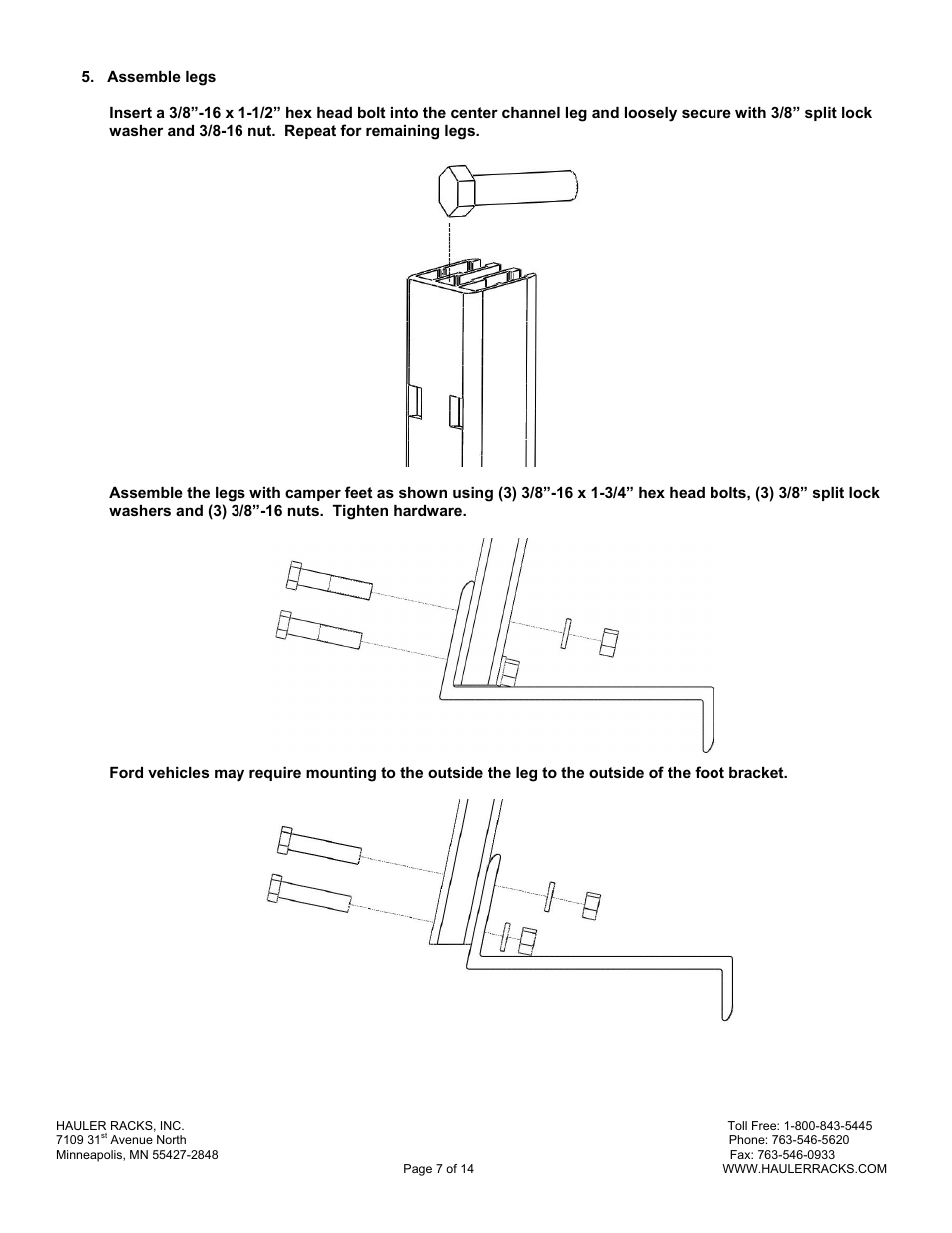 Hauler Racks C-12 SERIES RACKS User Manual | Page 7 / 14