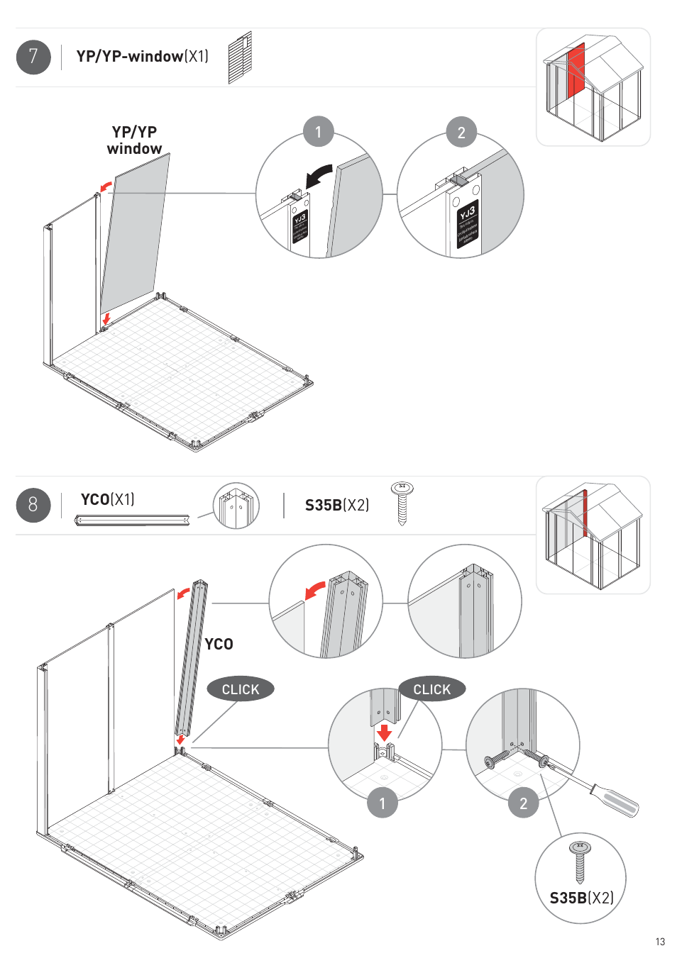 Yp/yp window yp/yp-window (x1), Click | Keter Infinity 8X6 NG User Manual | Page 15 / 60