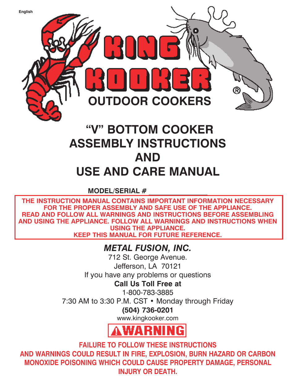 King Kooker 2292 V Bottom Outdoor Cooker User Manual | 32 pages