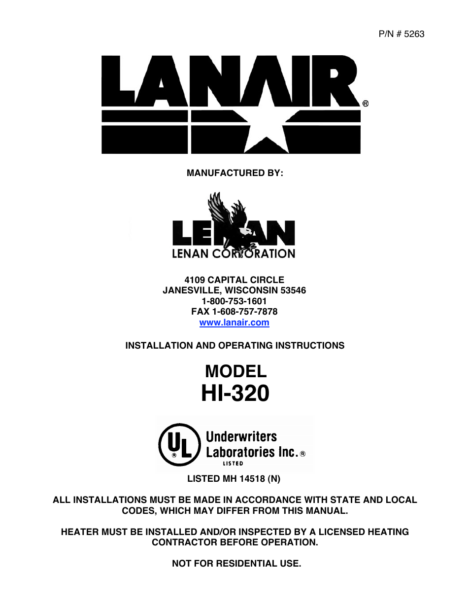 Lanair HI320 User Manual | 88 pages