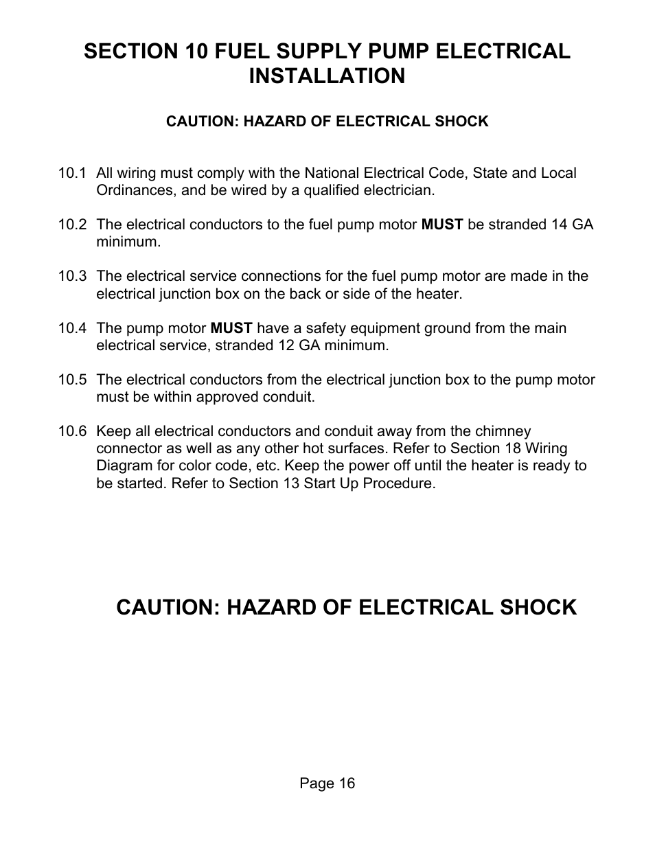 Caution: hazard of electrical shock | Lanair HI320 User Manual | Page 21 / 88