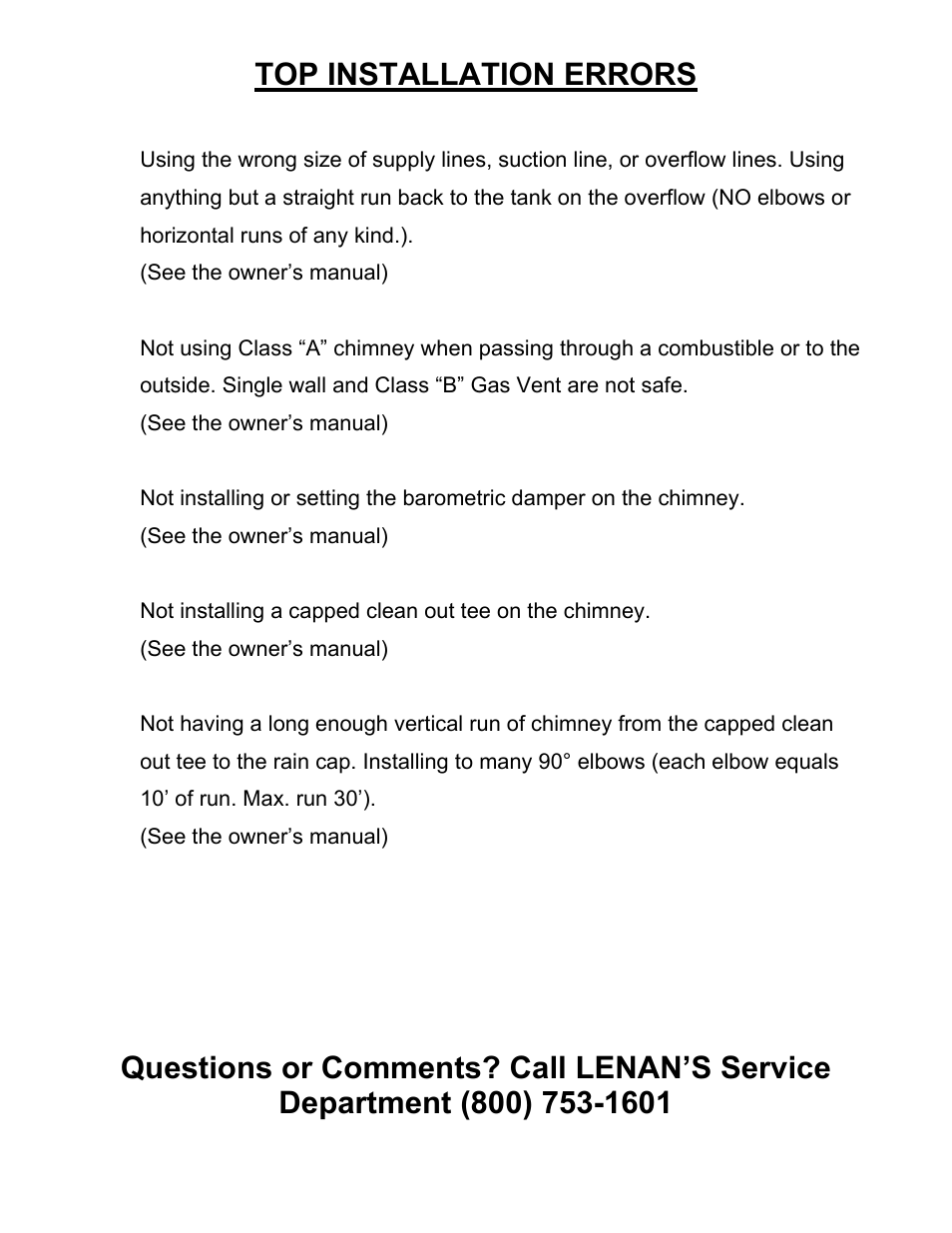 Top installation errors | Lanair HI320 User Manual | Page 87 / 88