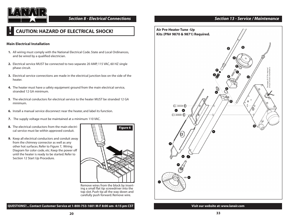 Caution: hazard of electrical shock | Lanair DHI 300 User Manual | Page 33 / 52