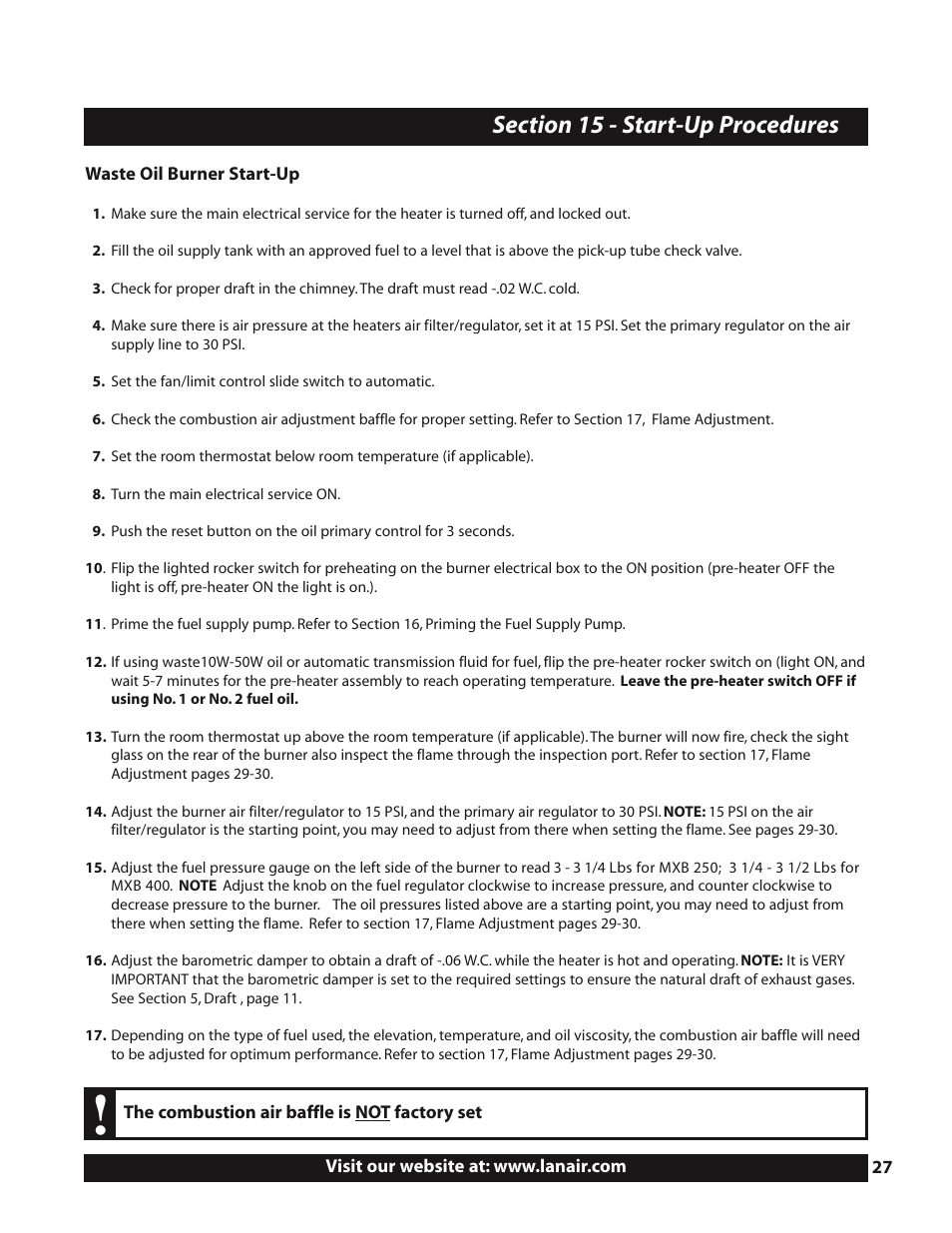 3ection | Lanair MXB400 User Manual | Page 27 / 44