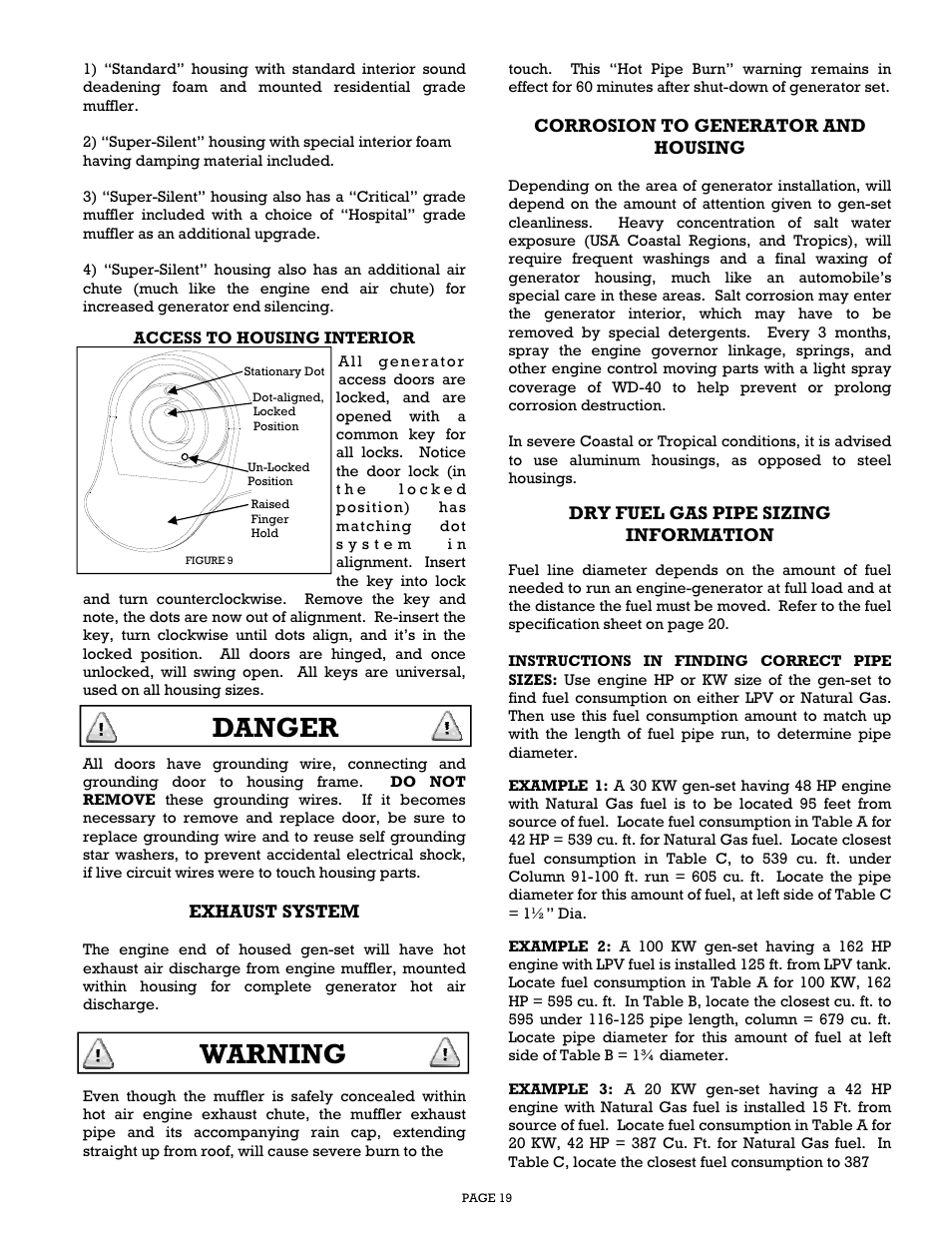 Danger, Warning | Gillette Generators SP-1500 User Manual | Page 19 / 30