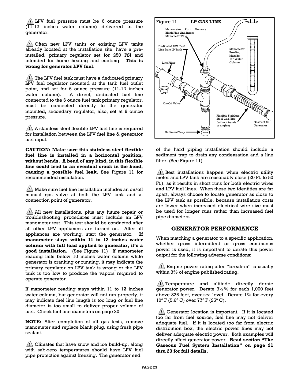 Generator performance | Gillette Generators SP-1500 User Manual | Page 23 / 30