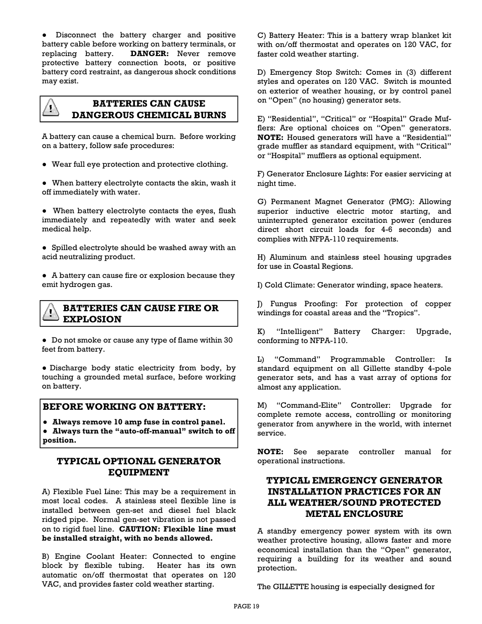 Gillette Generators SPMD-2500 THRU SPMD-4000 User Manual | Page 19 / 27