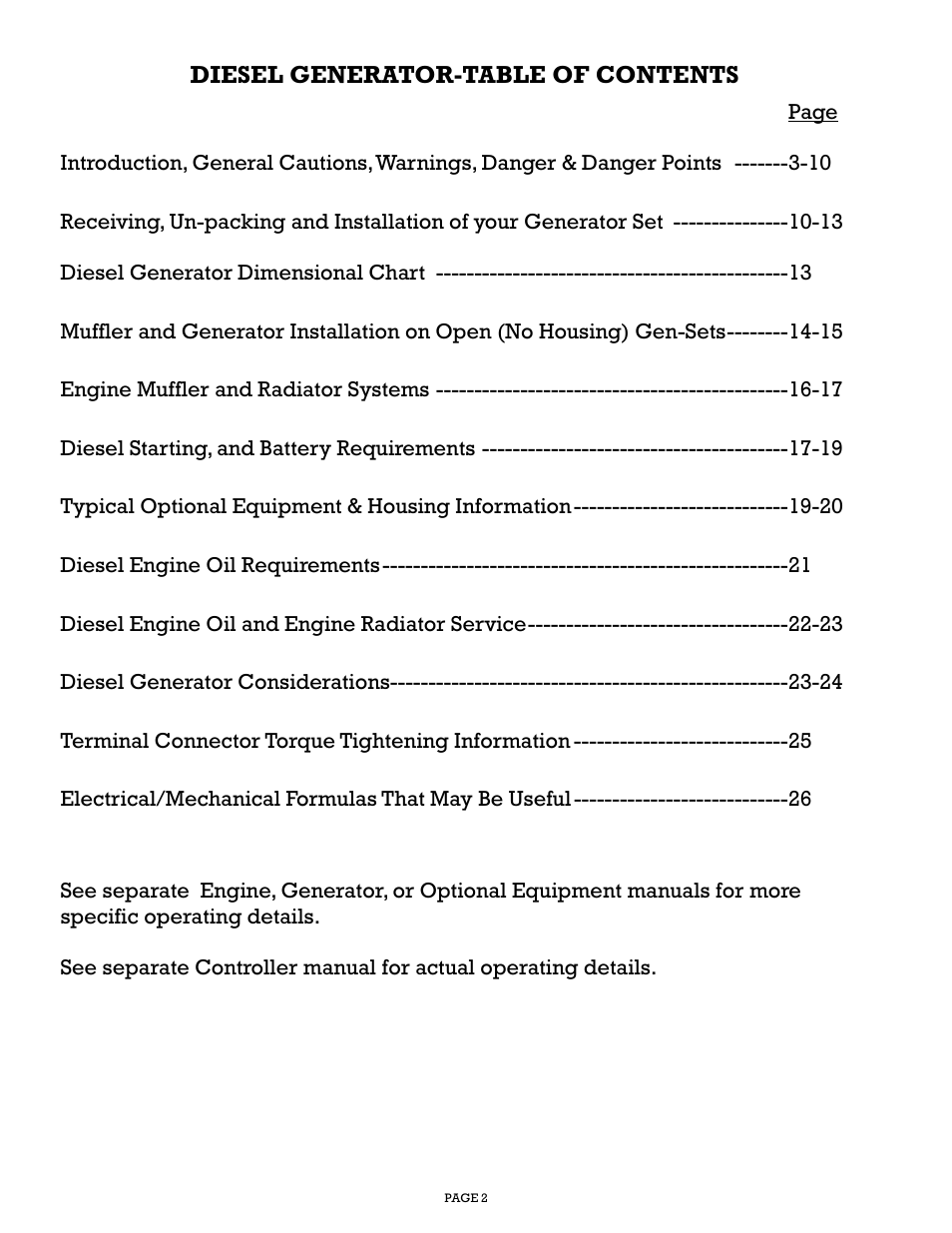 Gillette Generators SPMD-2500 THRU SPMD-4000 User Manual | Page 2 / 27