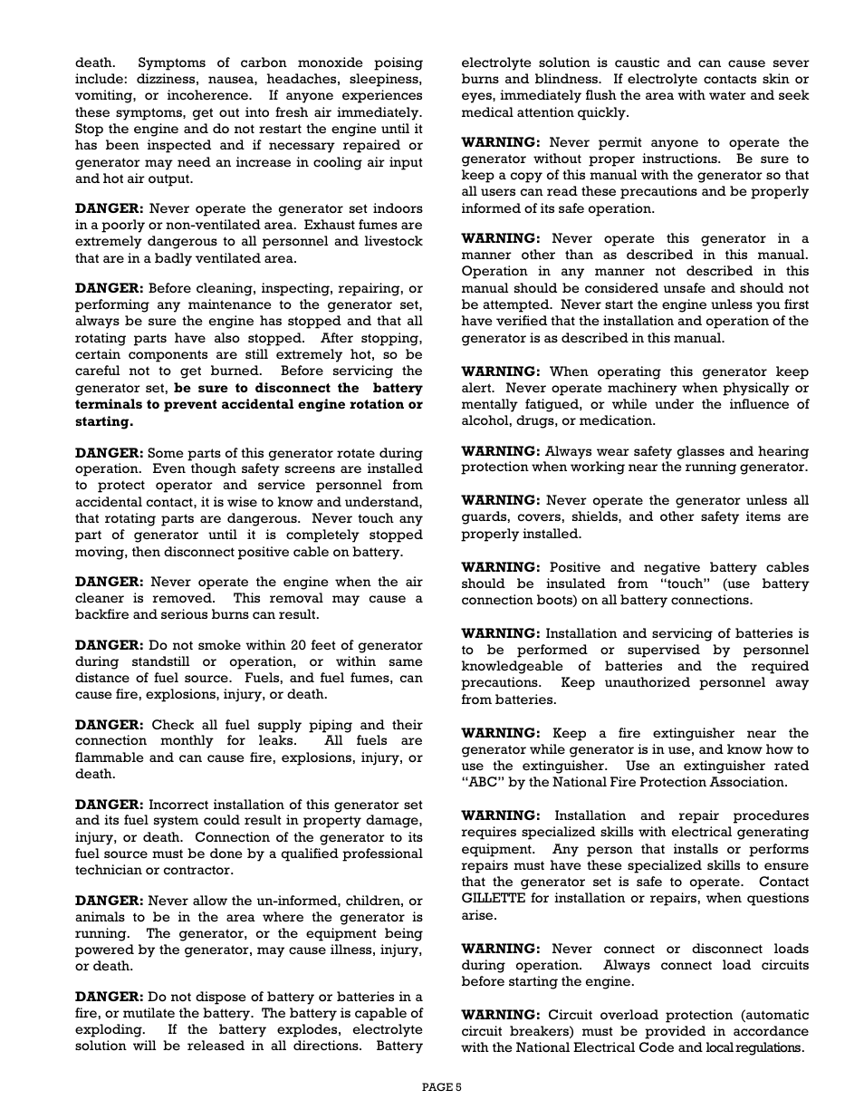 Gillette Generators SPMD-2500 THRU SPMD-4000 User Manual | Page 5 / 27