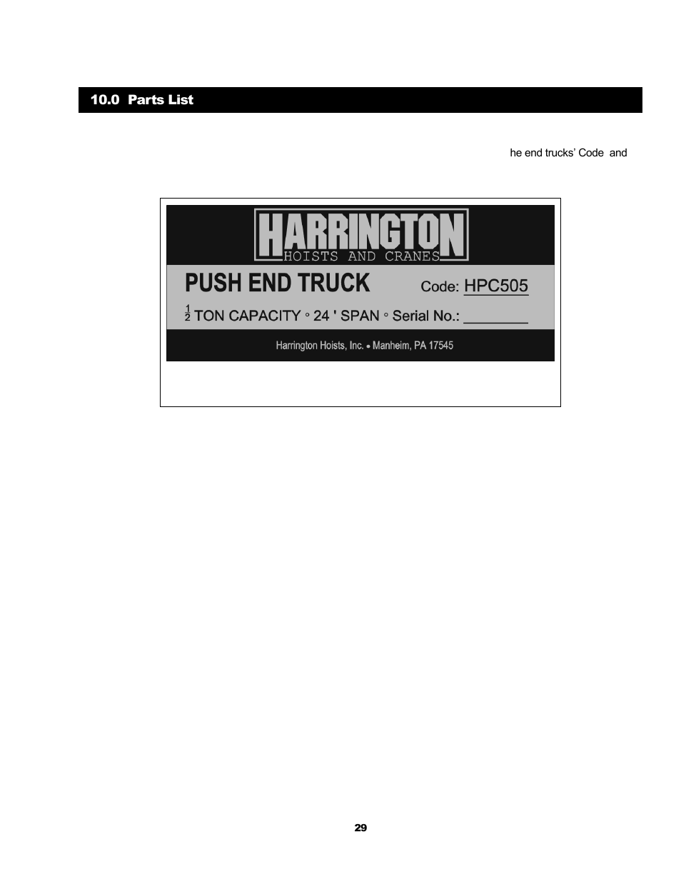 Harrington Hoists and Cranes HPC 500 End Truck User Manual | Page 29 / 32