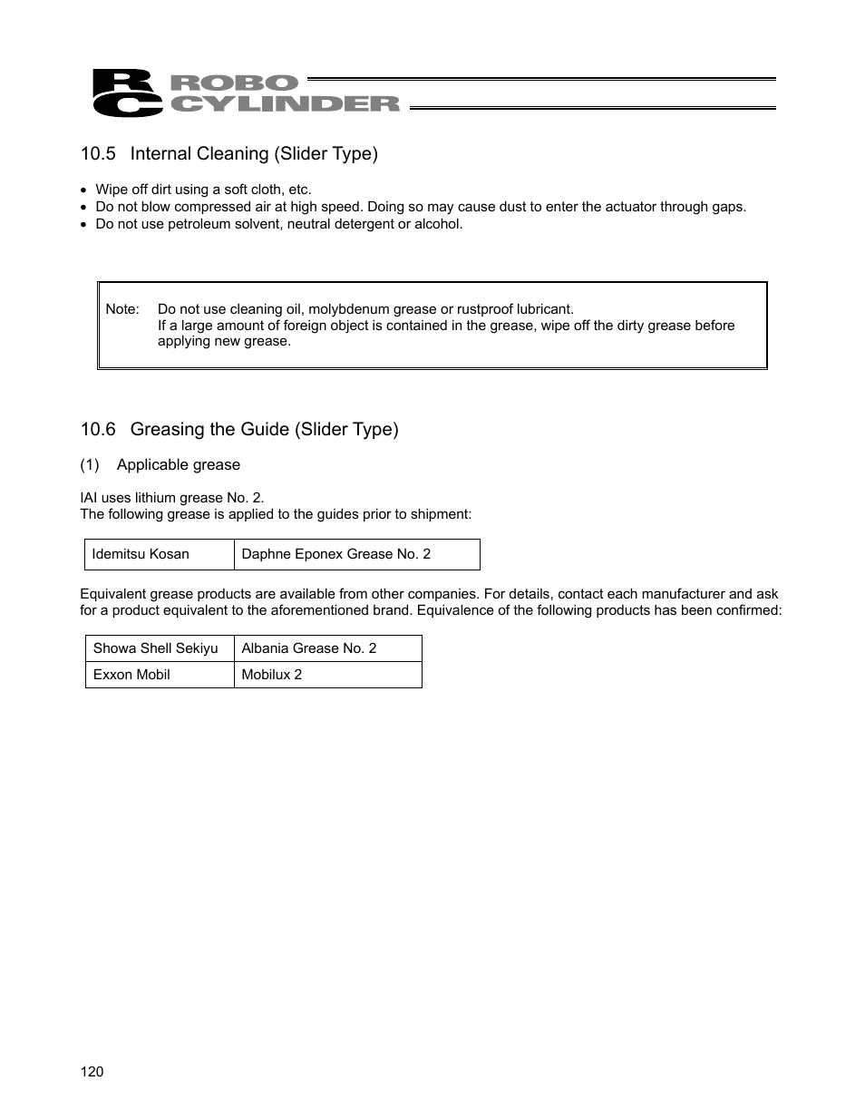 5 internal cleaning (slider type), 6 greasing the guide (slider type) | IAI America ERC User Manual | Page 140 / 153