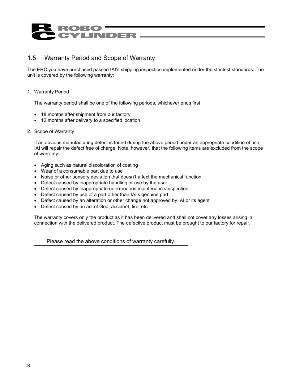 5 warranty period and scope of warranty | IAI America ERC User Manual | Page 28 / 153