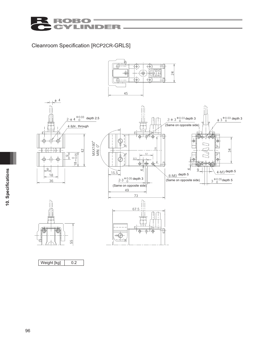 Cleanroom specification, Grls, Rcp2cr | IAI America RCP2W-GRLS User Manual | Page 106 / 130