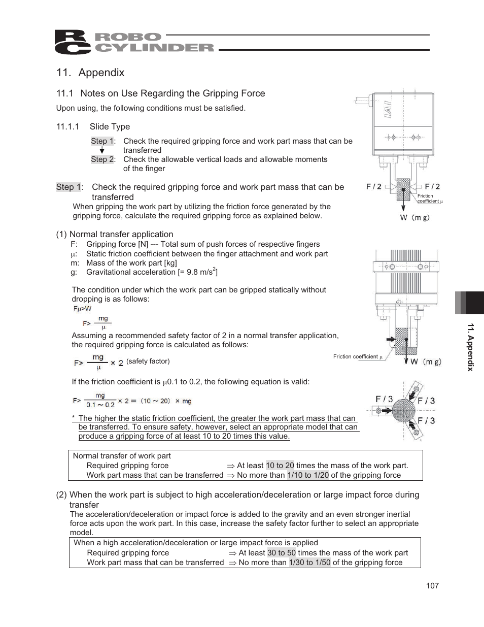 Appendix, 1 notes on use regarding the gripping force | IAI America RCP2W-GRLS User Manual | Page 117 / 130