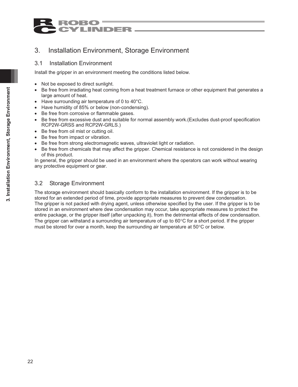 Installation environment, storage environment, 1 installation environment, 2 storage environment | IAI America RCP2W-GRLS User Manual | Page 32 / 130