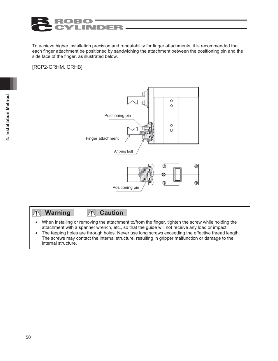 Warning caution | IAI America RCP2W-GRLS User Manual | Page 60 / 130