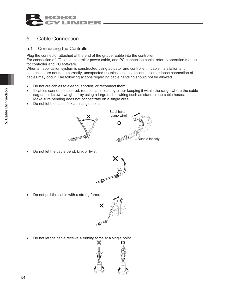 Cable connection, 1 connecting the controller | IAI America RCP2W-GRLS User Manual | Page 64 / 130