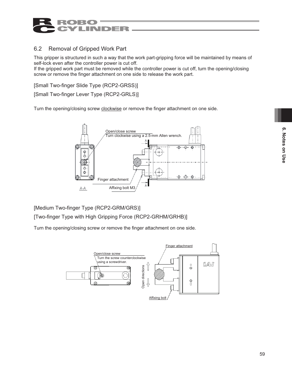 2 removal of gripped work part | IAI America RCP2W-GRLS User Manual | Page 69 / 130