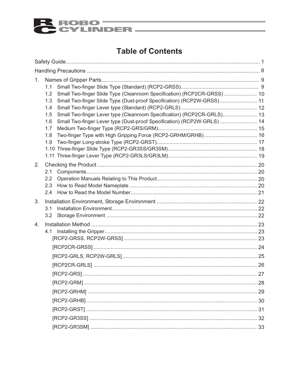 IAI America RCP2W-GRLS User Manual | Page 7 / 130