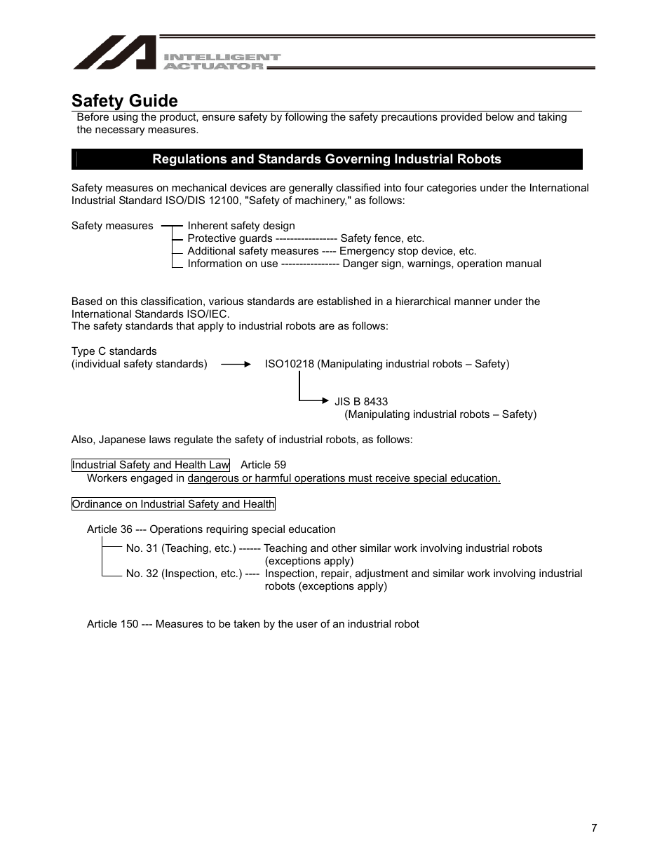 Safety guide | IAI America IA-101-X-USBMW User Manual | Page 15 / 248