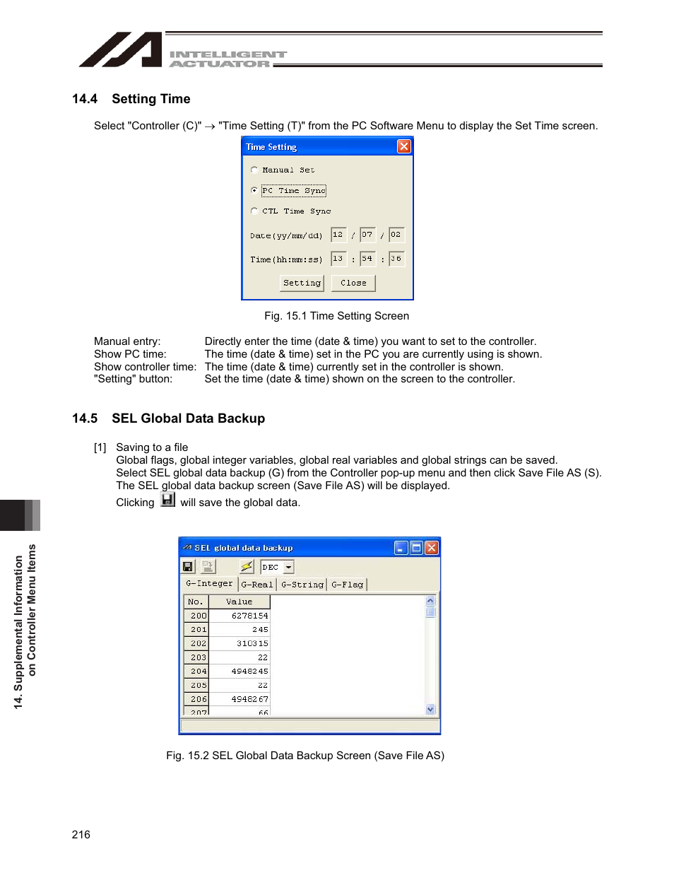 4 setting time, 5 sel global data backup | IAI America IA-101-X-USBMW User Manual | Page 224 / 248