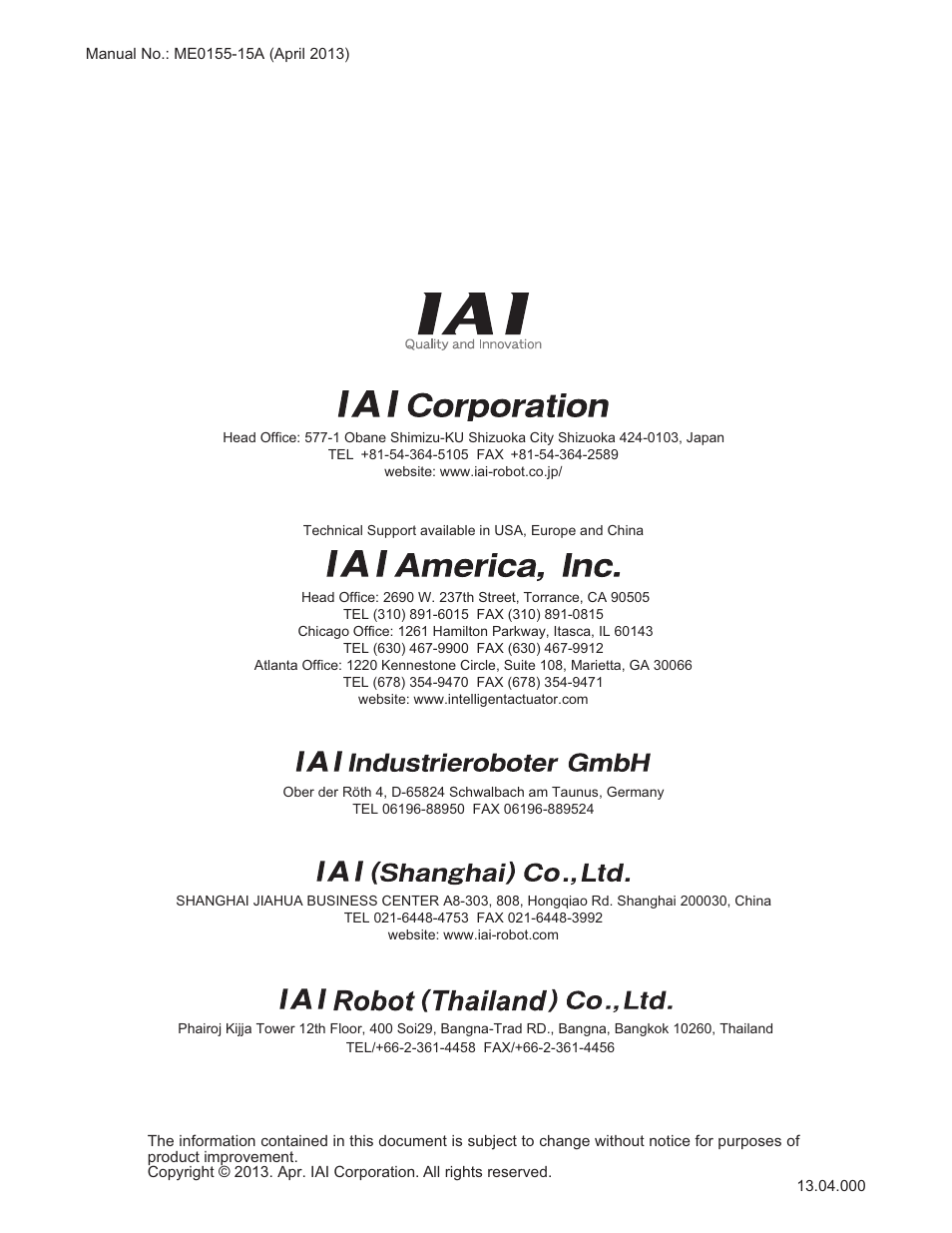 IAI America RCM-101-USB User Manual | Page 264 / 264