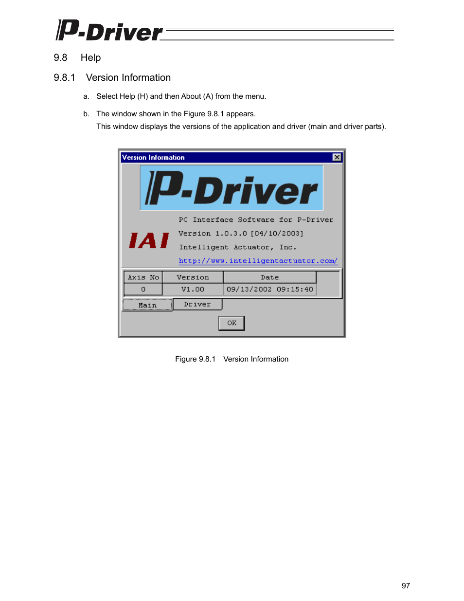 8 help, 1 version information | IAI America PDR-101-MW User Manual | Page 107 / 108