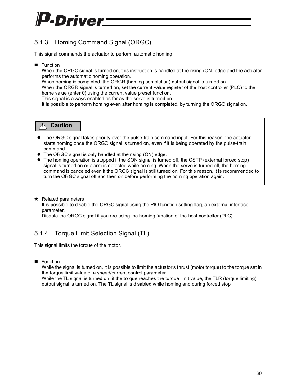 3 homing command signal (orgc), 4 torque limit selection signal (tl) | IAI America PDR-101-MW User Manual | Page 40 / 108