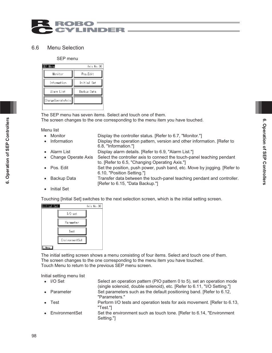 6 menu selection | IAI America CON-PG User Manual | Page 104 / 226