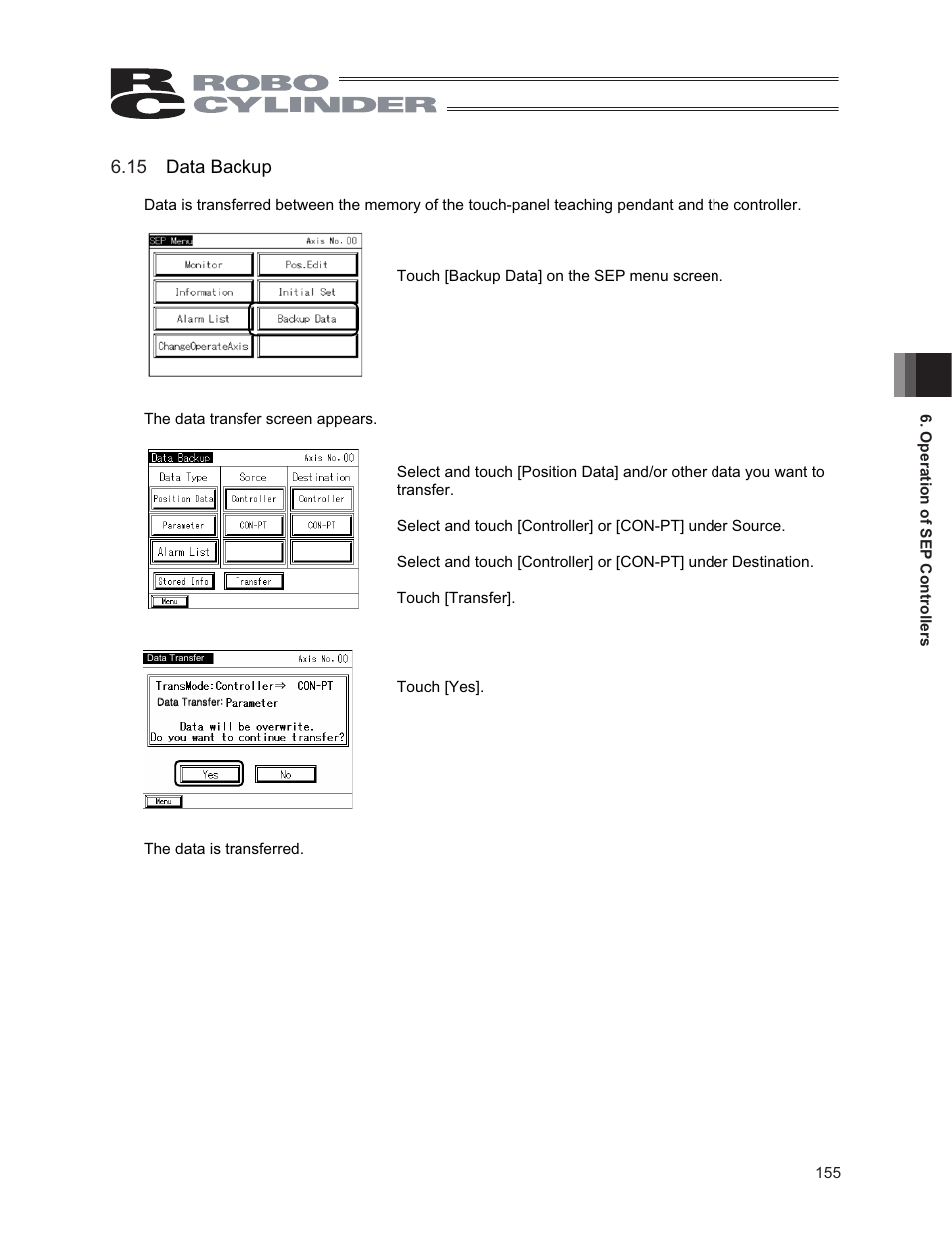 15 data backup | IAI America CON-PG User Manual | Page 161 / 226
