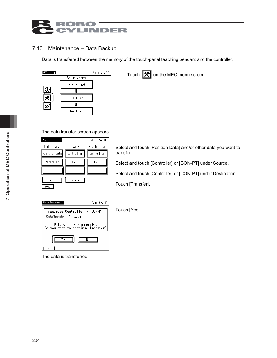 13 maintenance – data backup | IAI America CON-PG User Manual | Page 210 / 226