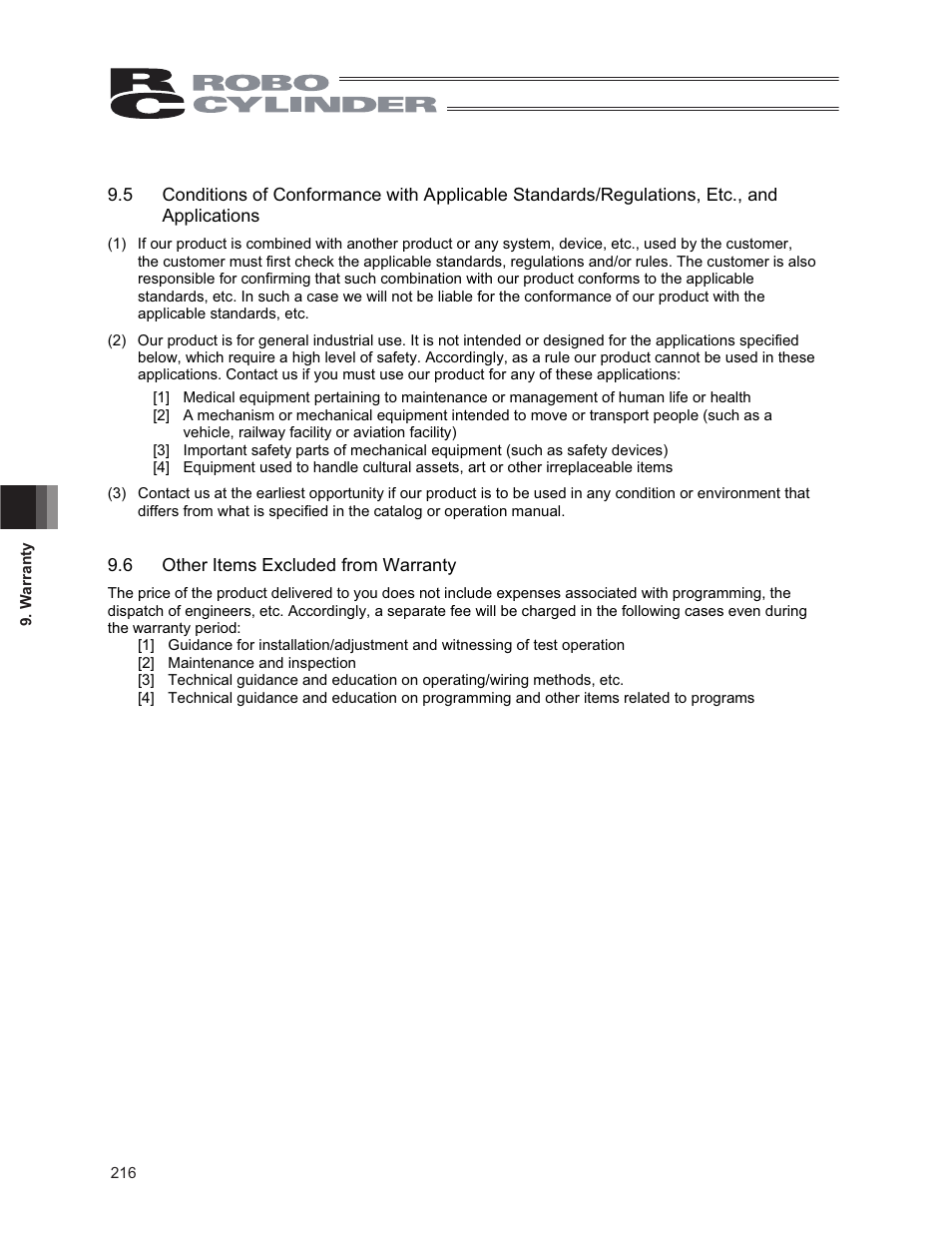 6 other items excluded from warranty | IAI America CON-PG User Manual | Page 222 / 226