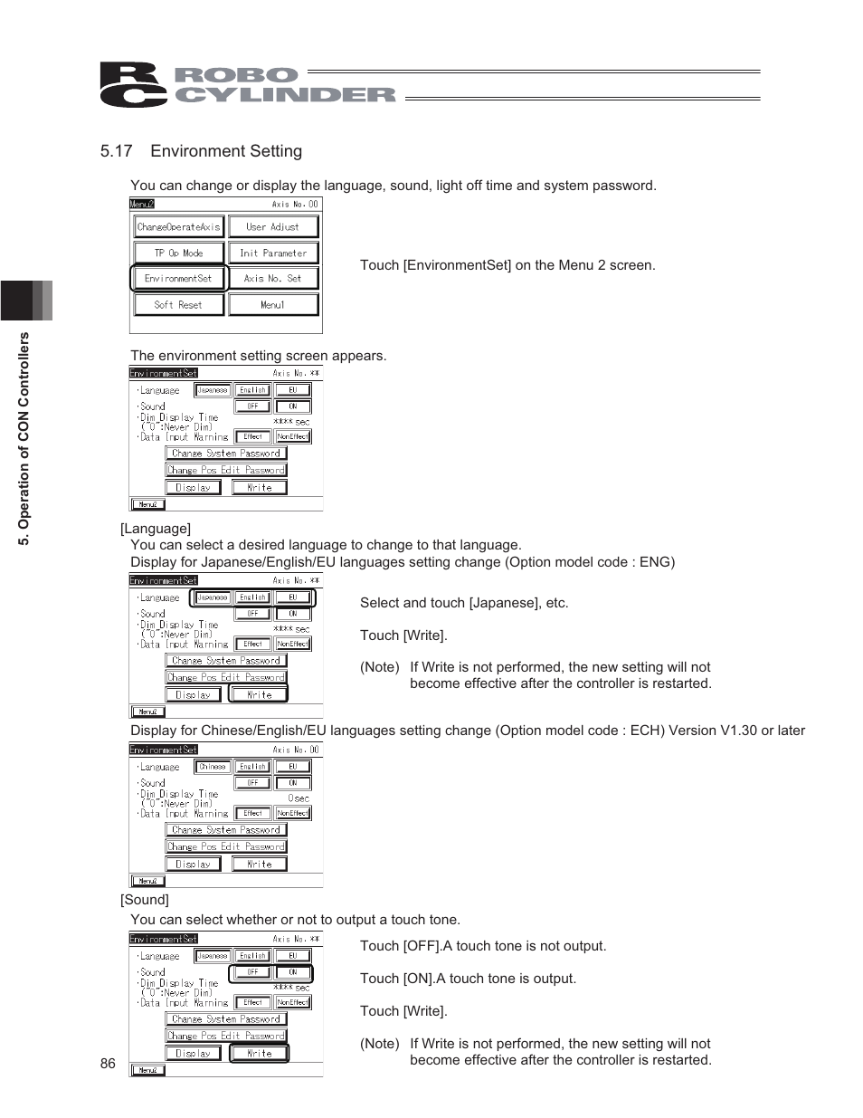 17 environment setting | IAI America CON-PG User Manual | Page 92 / 226