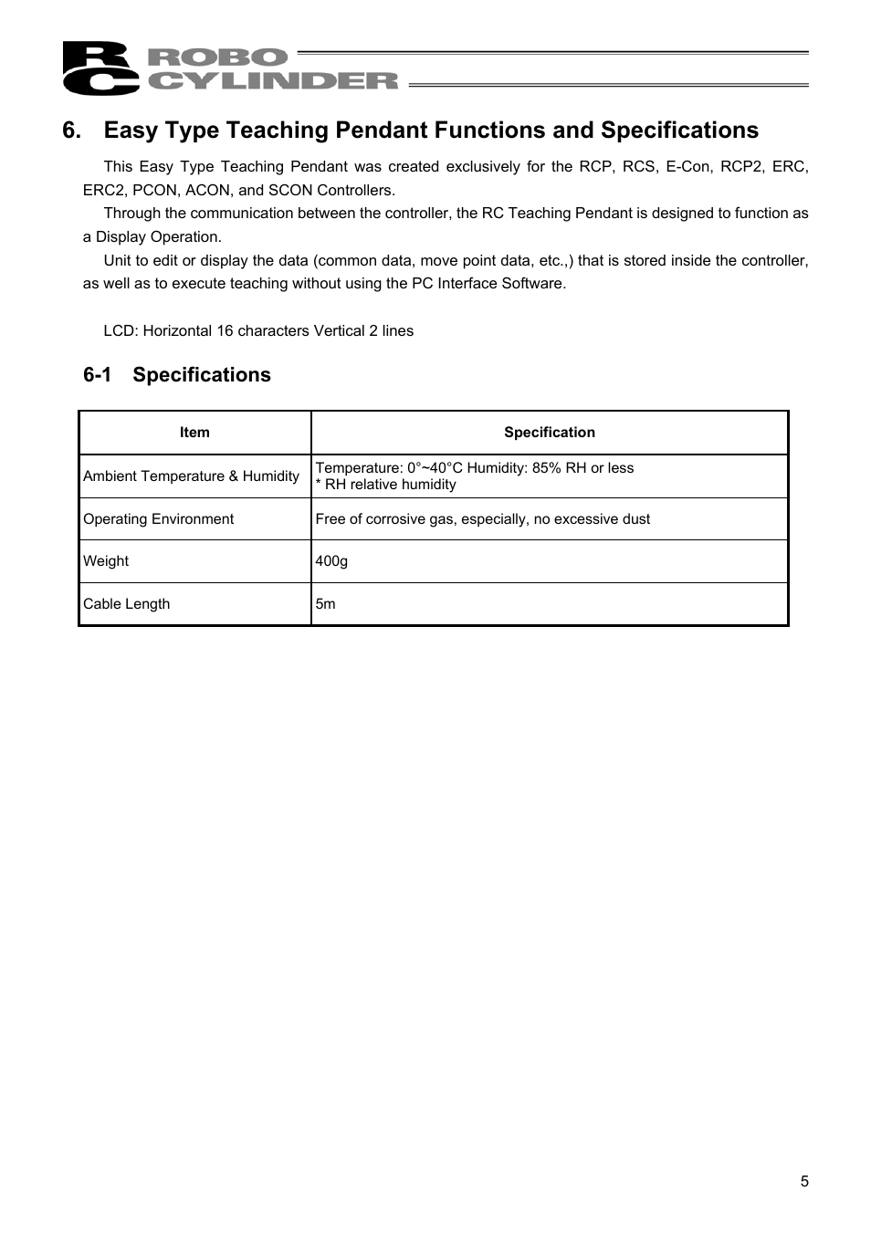 1 specifications | IAI America RCM-E User Manual | Page 13 / 74