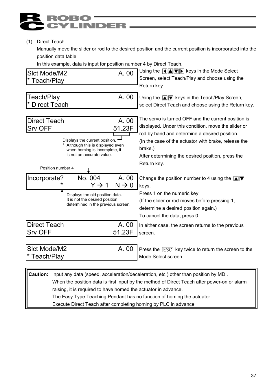 Slct mode/m2 a. 00 * teach/play | IAI America RCM-E User Manual | Page 45 / 74