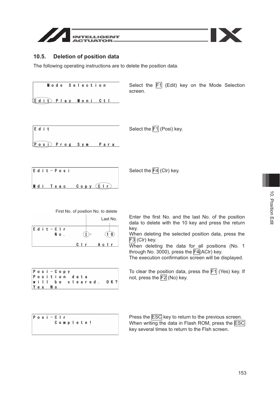 Deletion of position data | IAI America SEL-TG User Manual | Page 171 / 314