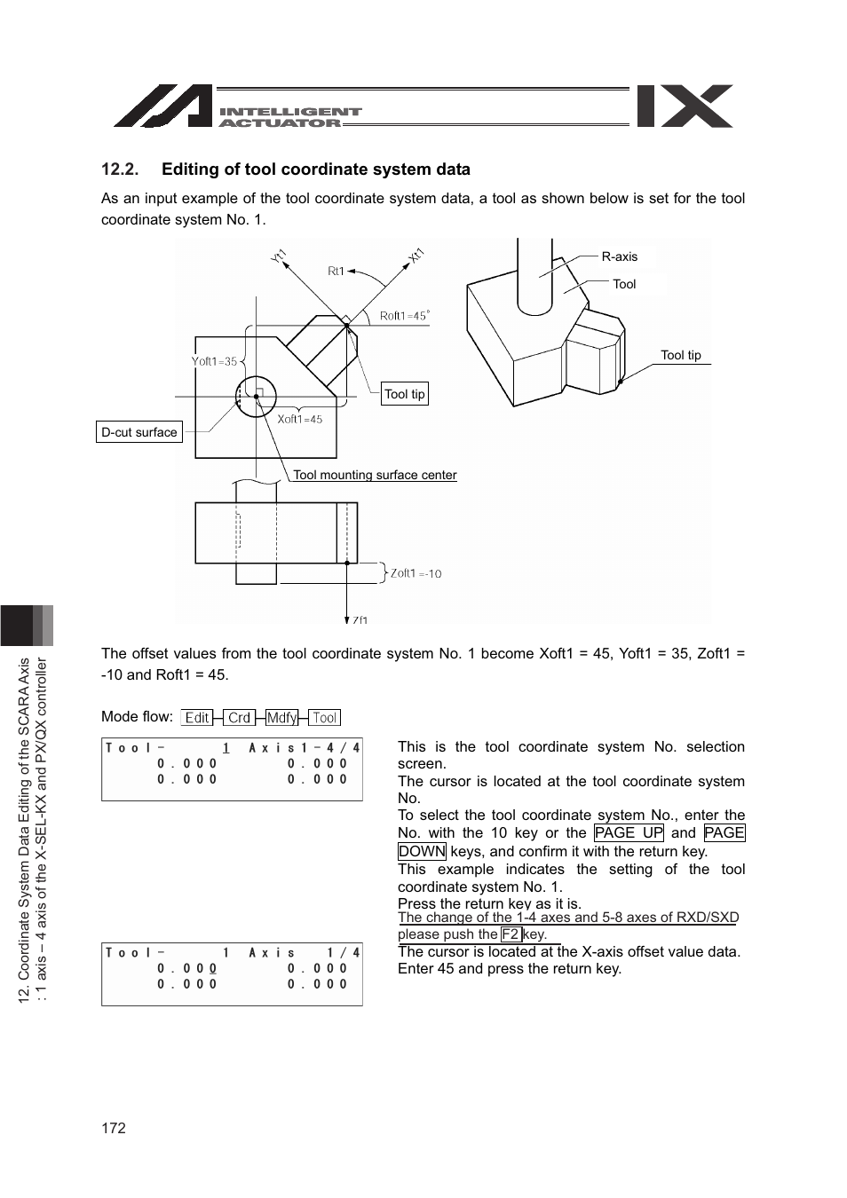 Editing of tool coordinate system data | IAI America SEL-TG User Manual | Page 190 / 314