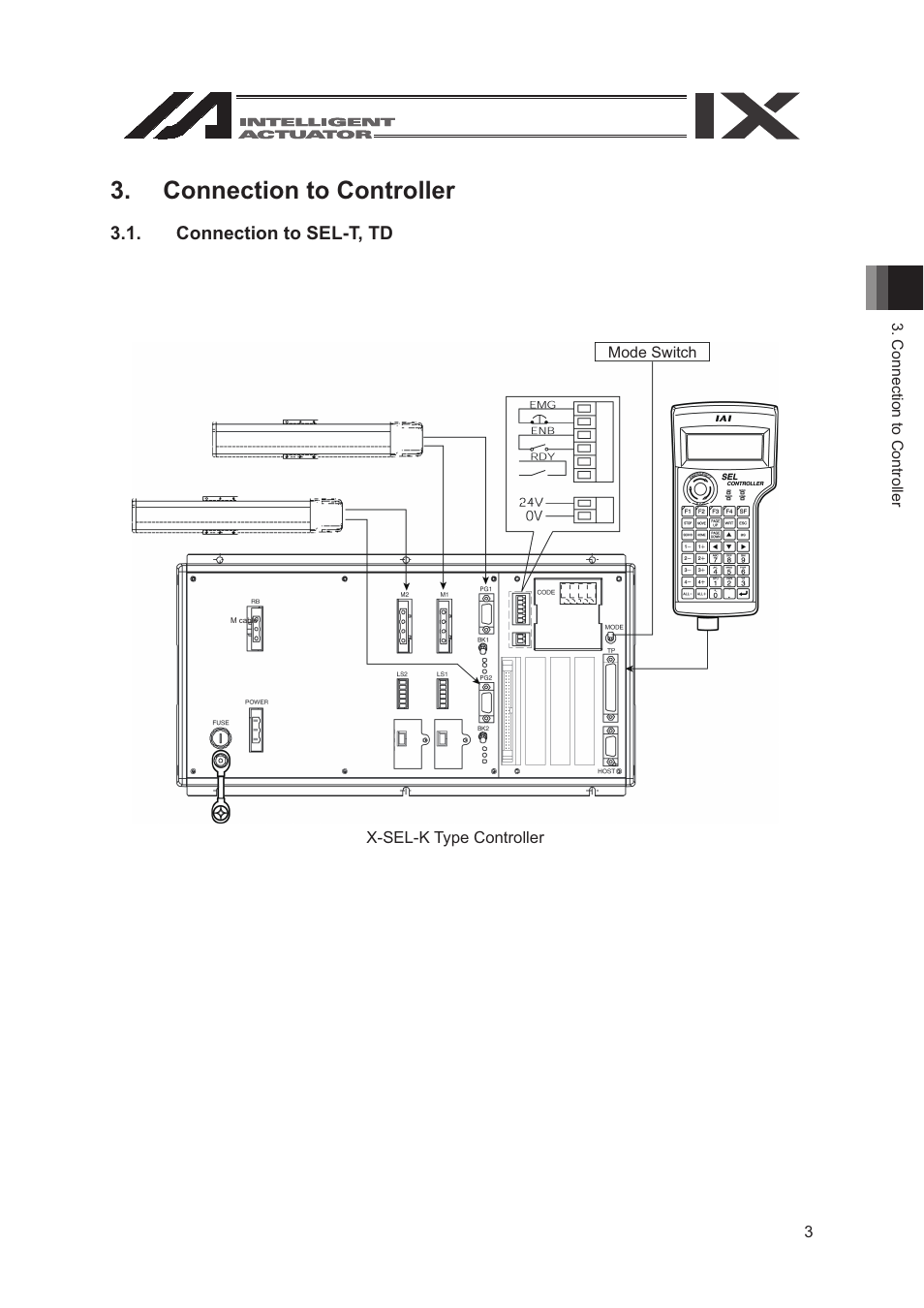 Connection to controller, Connection to sel-t, td | IAI America SEL-TG User Manual | Page 21 / 314