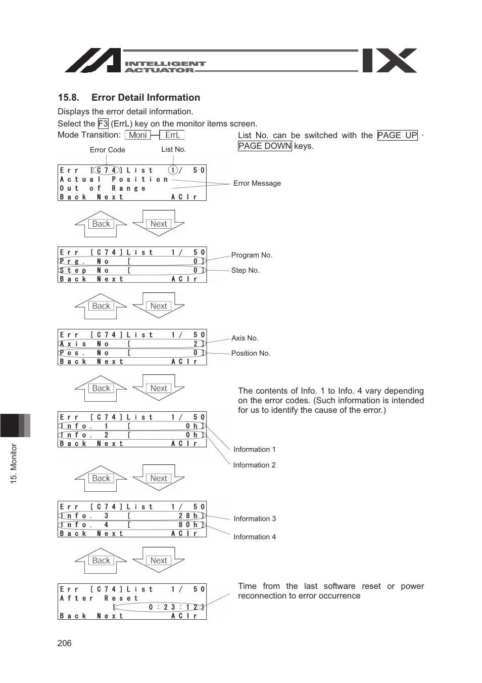 Error detail information | IAI America SEL-TG User Manual | Page 224 / 314