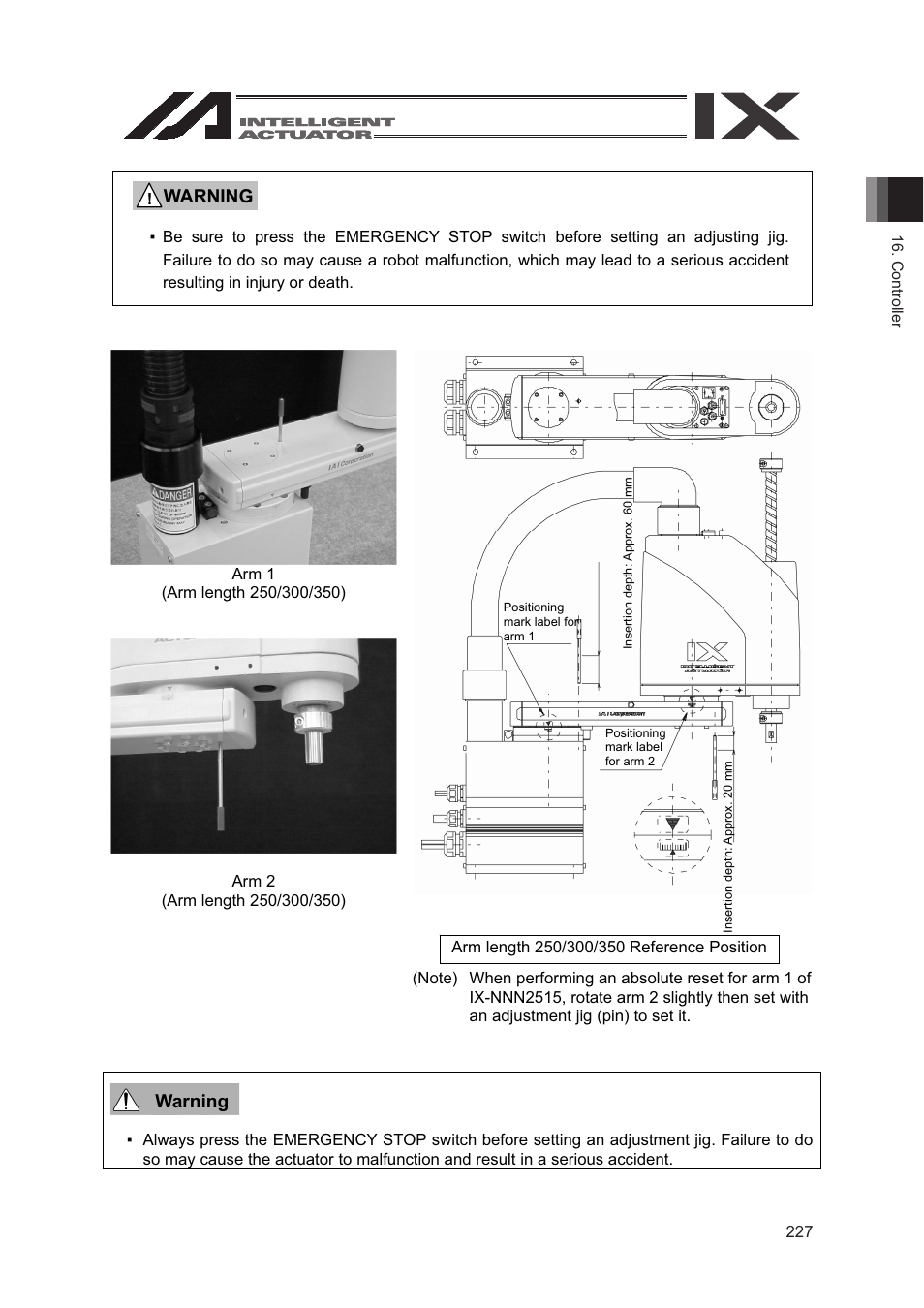 Warning | IAI America SEL-TG User Manual | Page 245 / 314