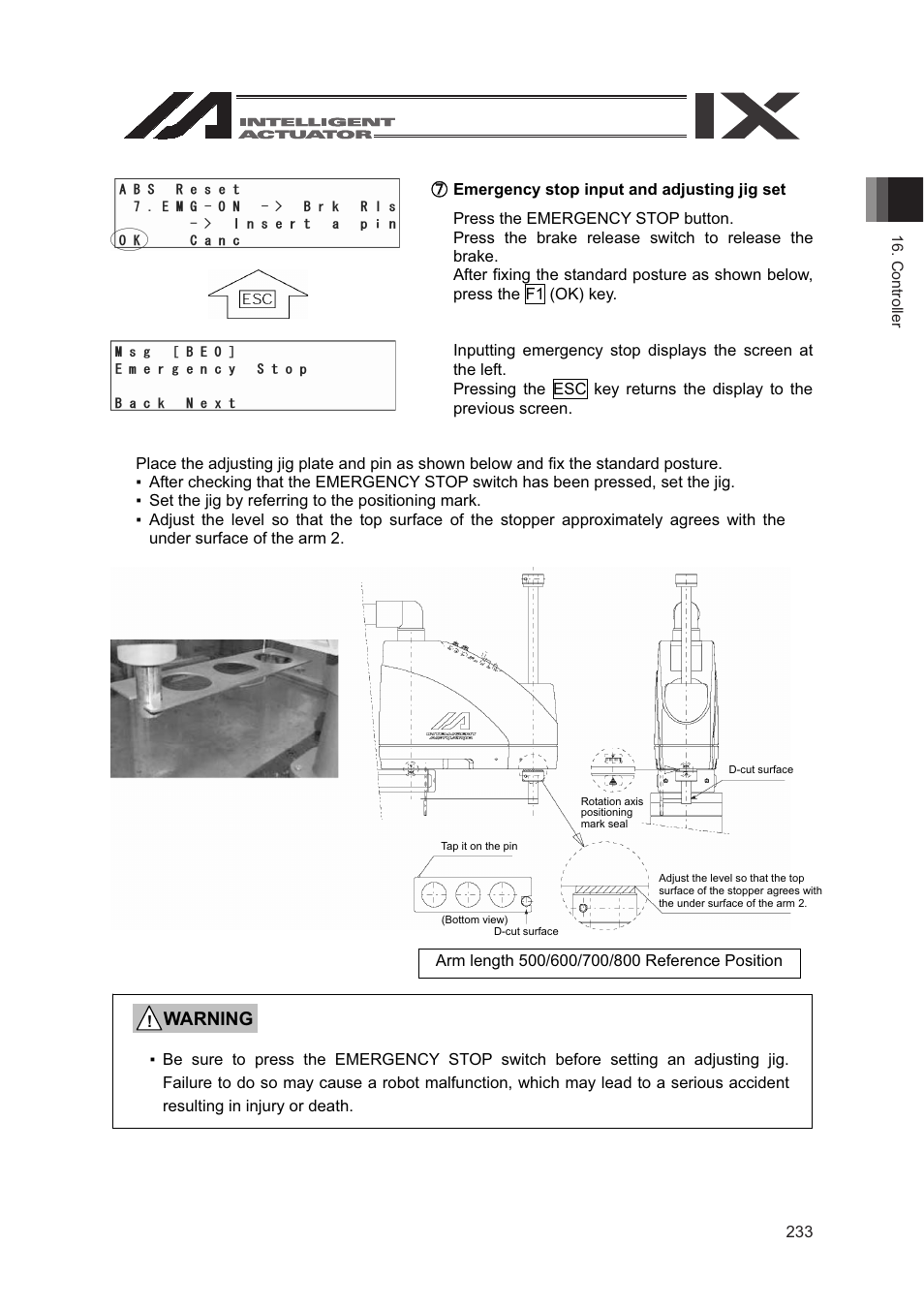 Warning | IAI America SEL-TG User Manual | Page 251 / 314