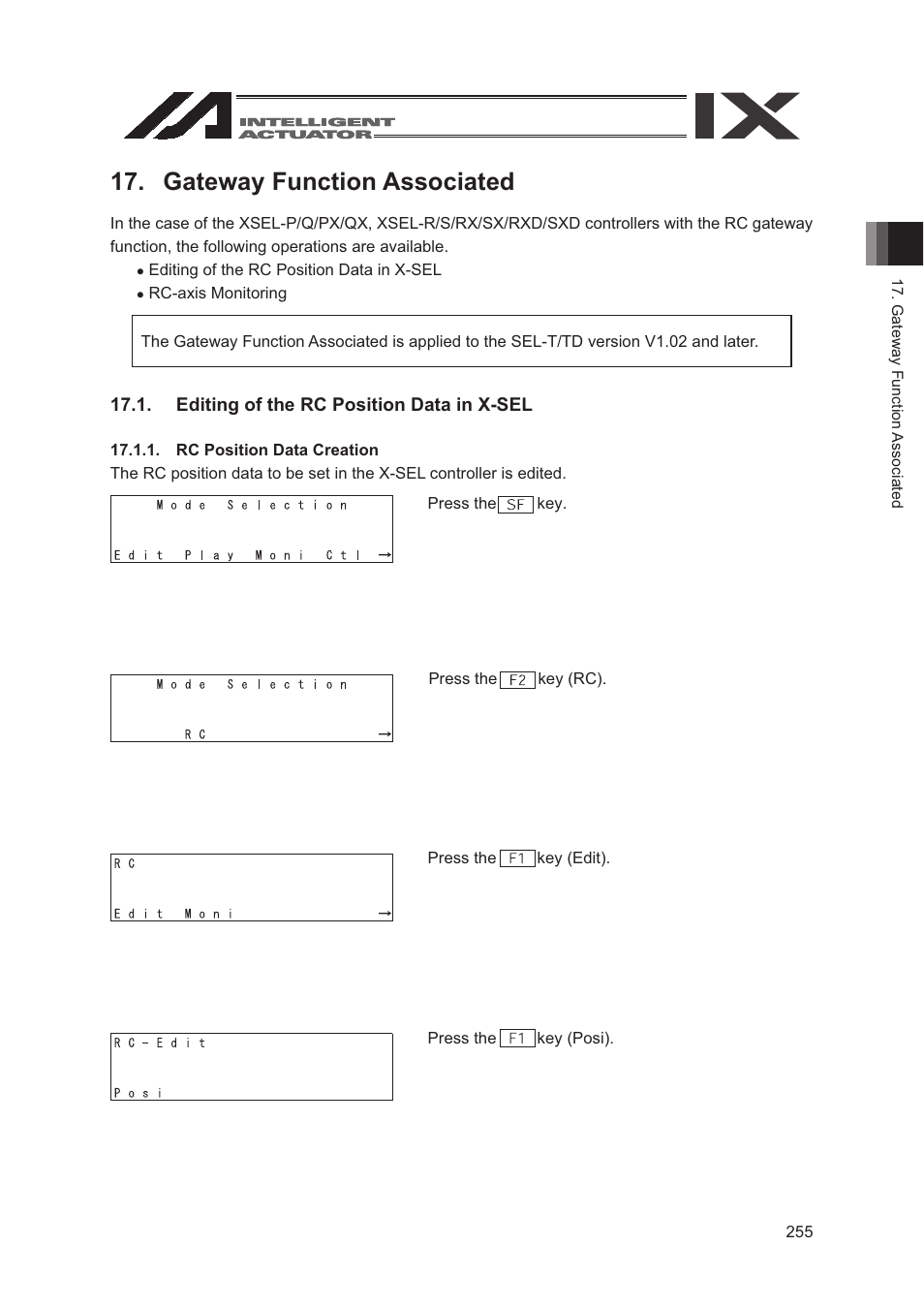 Gateway function associated, Editing of the rc position data in x-sel | IAI America SEL-TG User Manual | Page 273 / 314