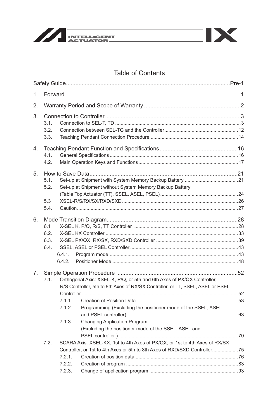 IAI America SEL-TG User Manual | Page 7 / 314